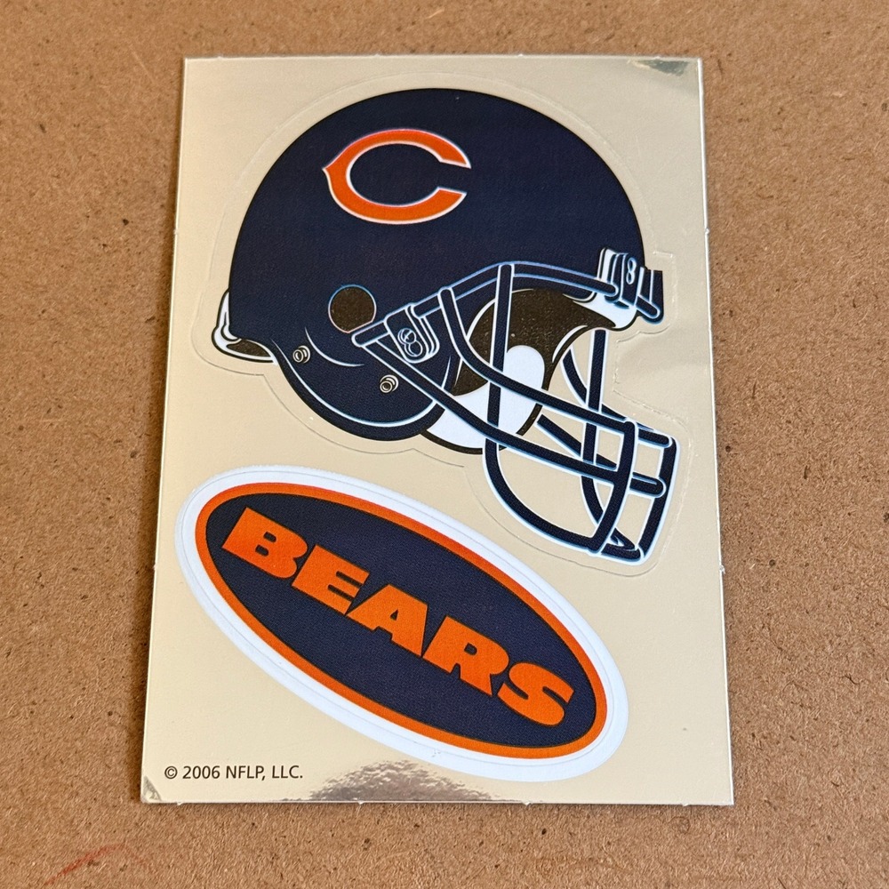 NFL Chicago Bears Metallic Kiss-Cut Helmet Stickers Navy Orange 2.5x3.5 2006